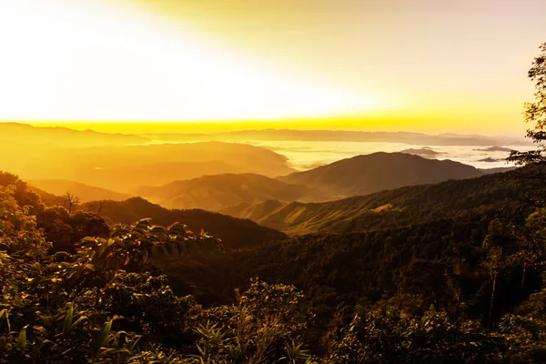 Paisaje Montaña Con Puesta Sol Nan Tailandia — Foto de Stock