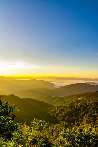 Paisaje Montaña Con Puesta Sol Nan Tailandia — Foto de Stock