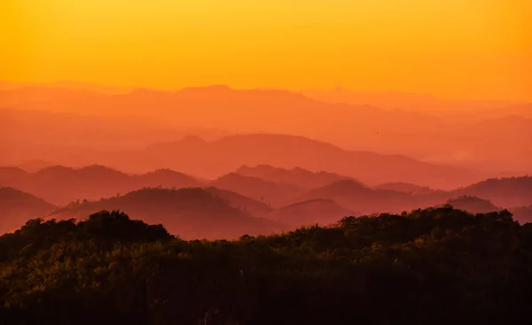 Paisaje Montaña Con Puesta Sol Nan Tailandia —  Fotos de Stock