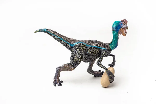 Dinosauro Oviraptor Blu Sfondo Bianco — Foto Stock