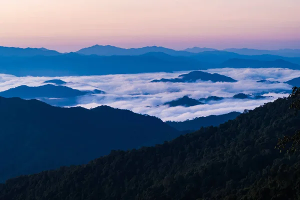 Paesaggio Montagna Con Nebbia Nella Provincia Nan Thailandia — Foto Stock