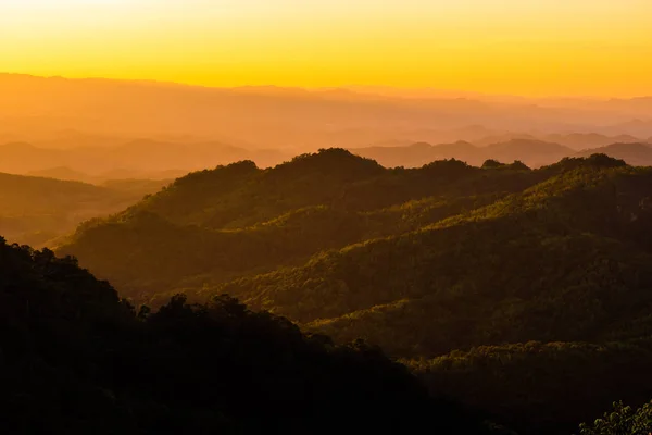 Гірський Краєвид Захід Сонця Таїланді Nan — стокове фото