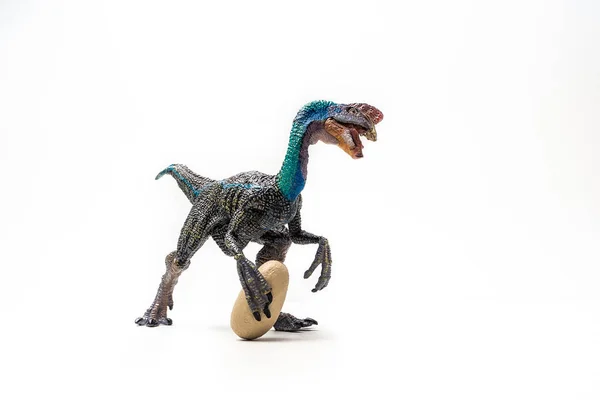 Niebieski Dinozaur Oviraptor Białym Tle — Zdjęcie stockowe