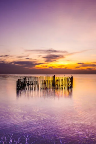 Crepúsculo Puesta Sol Con Mar Bang Tailandia —  Fotos de Stock