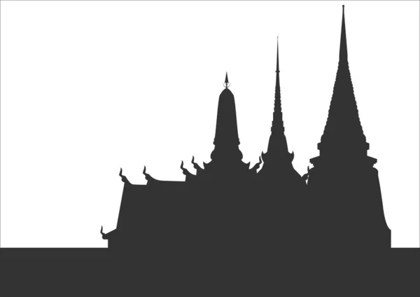 Silhouette Des Temples Thaïlandais Temple Est Unique Thaïlande — Image vectorielle