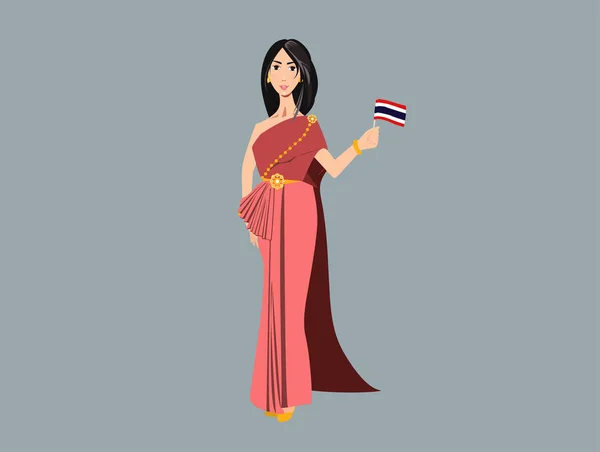 Девушка Национальной Одежде Таиланда — стоковый вектор