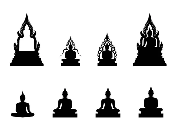 Silueta Imagen Buda — Vector de stock