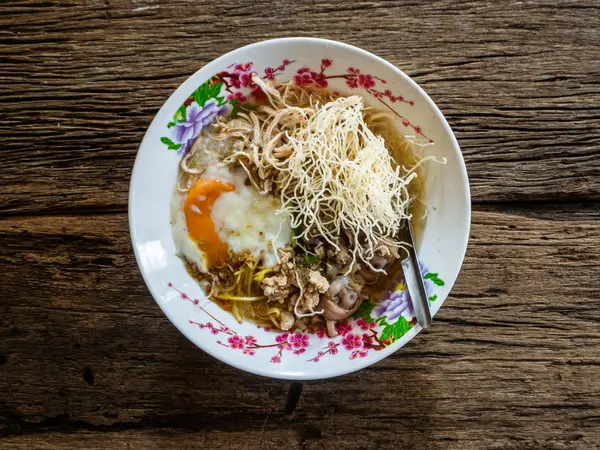 Riz à la purée sur bois, nourriture Thaïlande — Photo