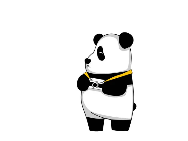 Panda Kameraet Tegneserie Klistermærker – Stock-vektor