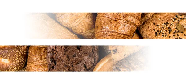 Top view banner Bakery on wood background