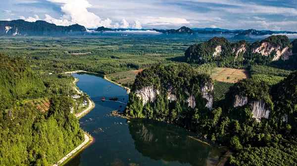 Letecký Pohled Krajina Hory Krabi Thajsku — Stock fotografie