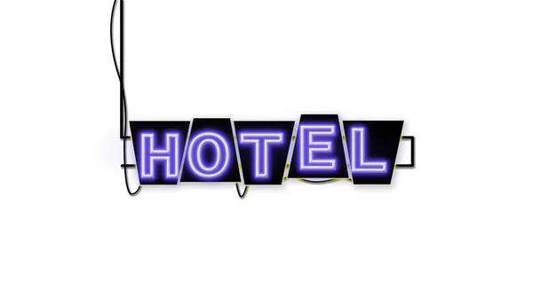 Hotellskylt Emblem Neon Stil Vit Bakgrund — Stockfoto