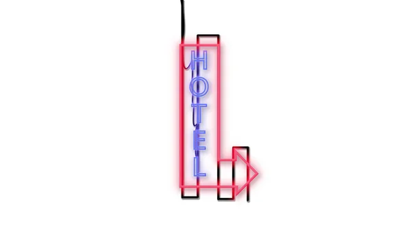 Hotellskylt Emblem Neon Stil Vit Bakgrund — Stockfoto