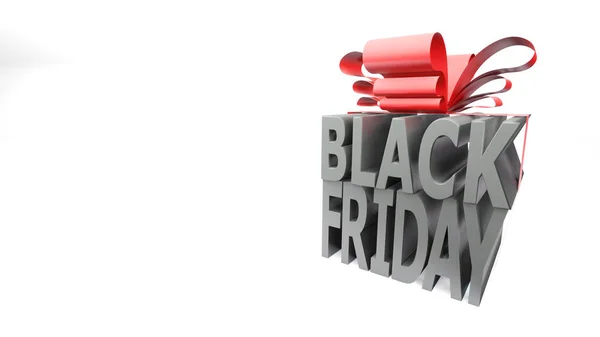 Black Friday Gift Box Style Render White Background — Stock Photo, Image