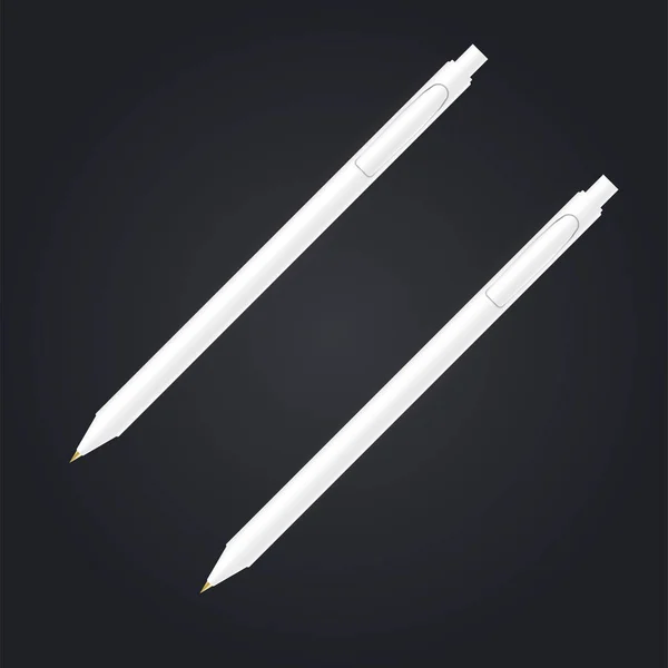 Ensemble de stylo réaliste vectoriel blanc . — Image vectorielle