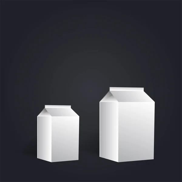 Juice och mjölk Tom vit kartong lådor 3d. — Stock vektor