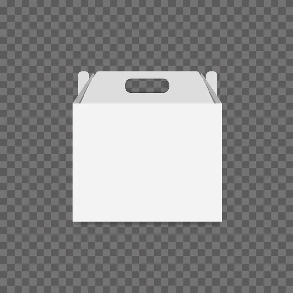 Bílá kartonová krabička na oběd vektor na průhledném pozadí. — Stockový vektor