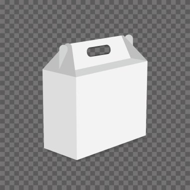 Saydam arka plan üzerinde beyaz karton öğle yemeği kutusu vektör. 