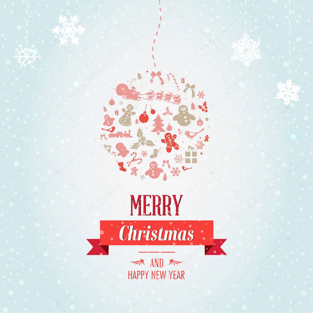 Christmas Greeting Card. Merry Christmas Party design with holiday