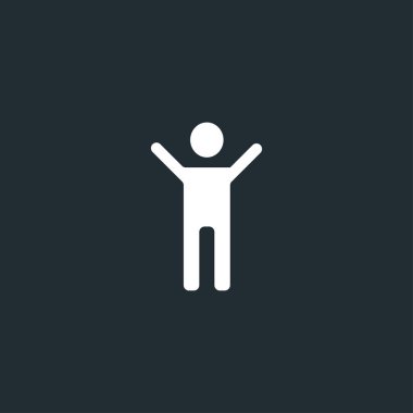 Beyaz adam siluet simgesi, kollarını aç.