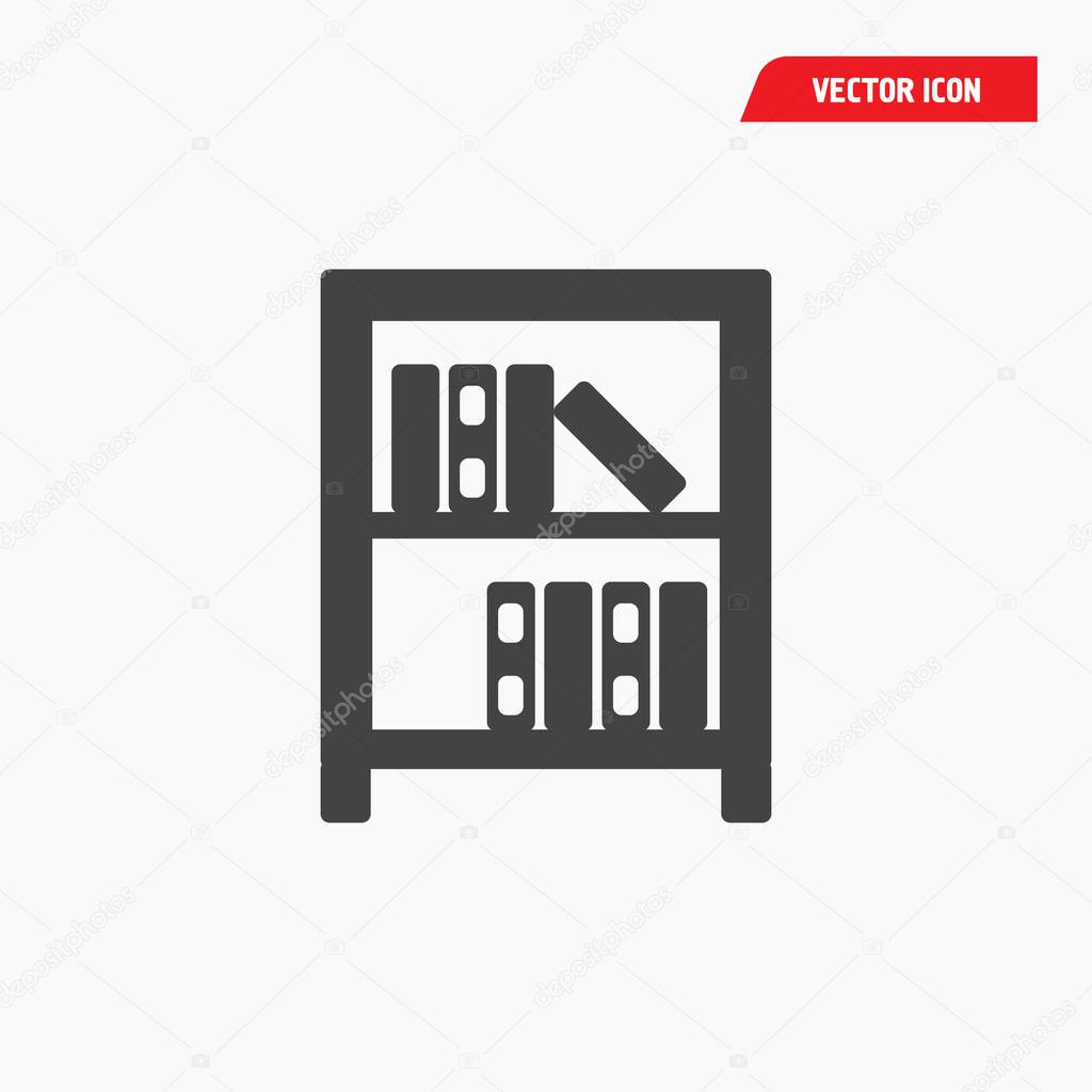 Black book shelf icon with books and folders vector eps10
