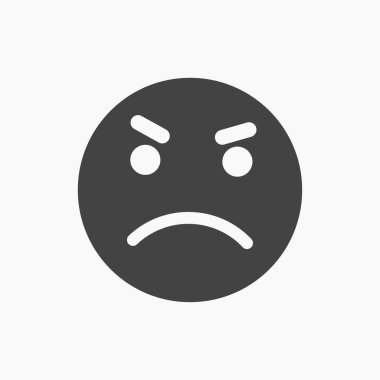 Siyah kızgın, negatif, üzgün emoji simgesi.
