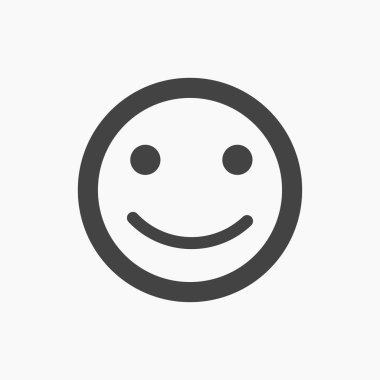 Beyaz mutlu gülümseme emoji düz simge. 