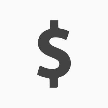Siyah Usd, dolar para birimi düz simgesi.