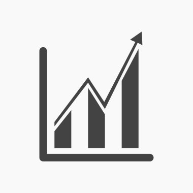 siyah yükselen çizgi grafik simgesi, vektör