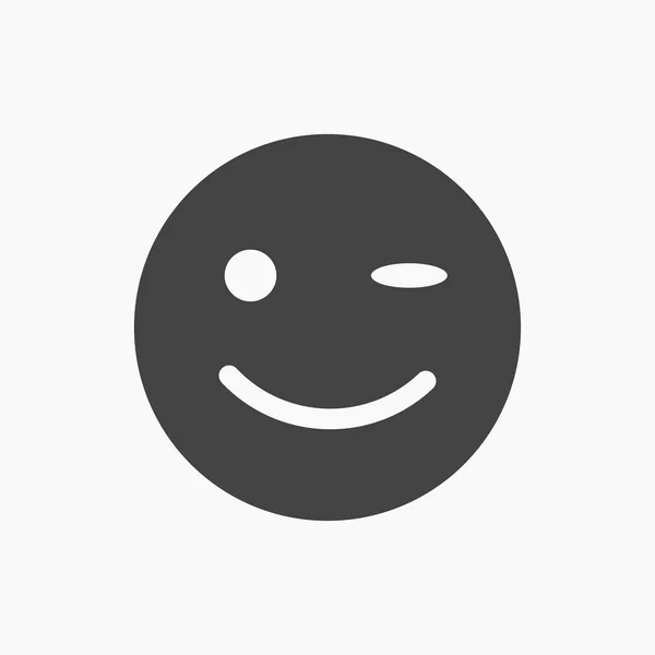 Preto, feliz, flertando emoji ícone plano . —  Vetores de Stock