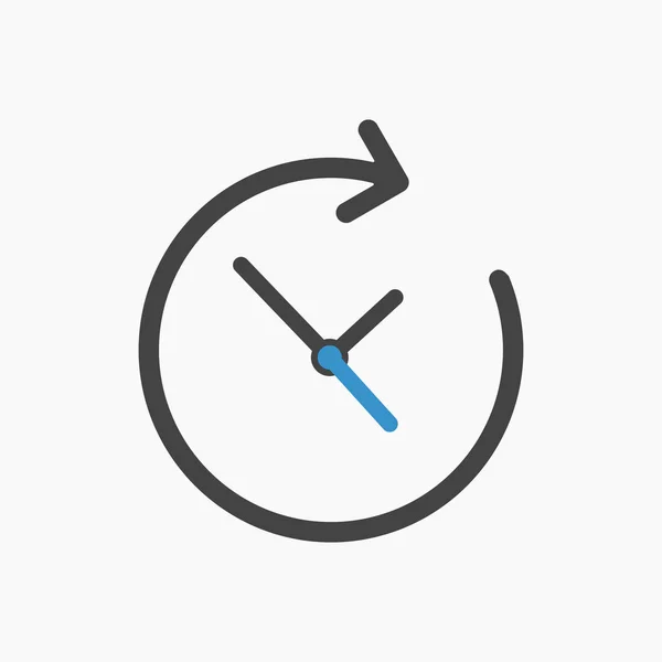 Icono de reloj de tiempo negro con flecha negra y azul — Vector de stock