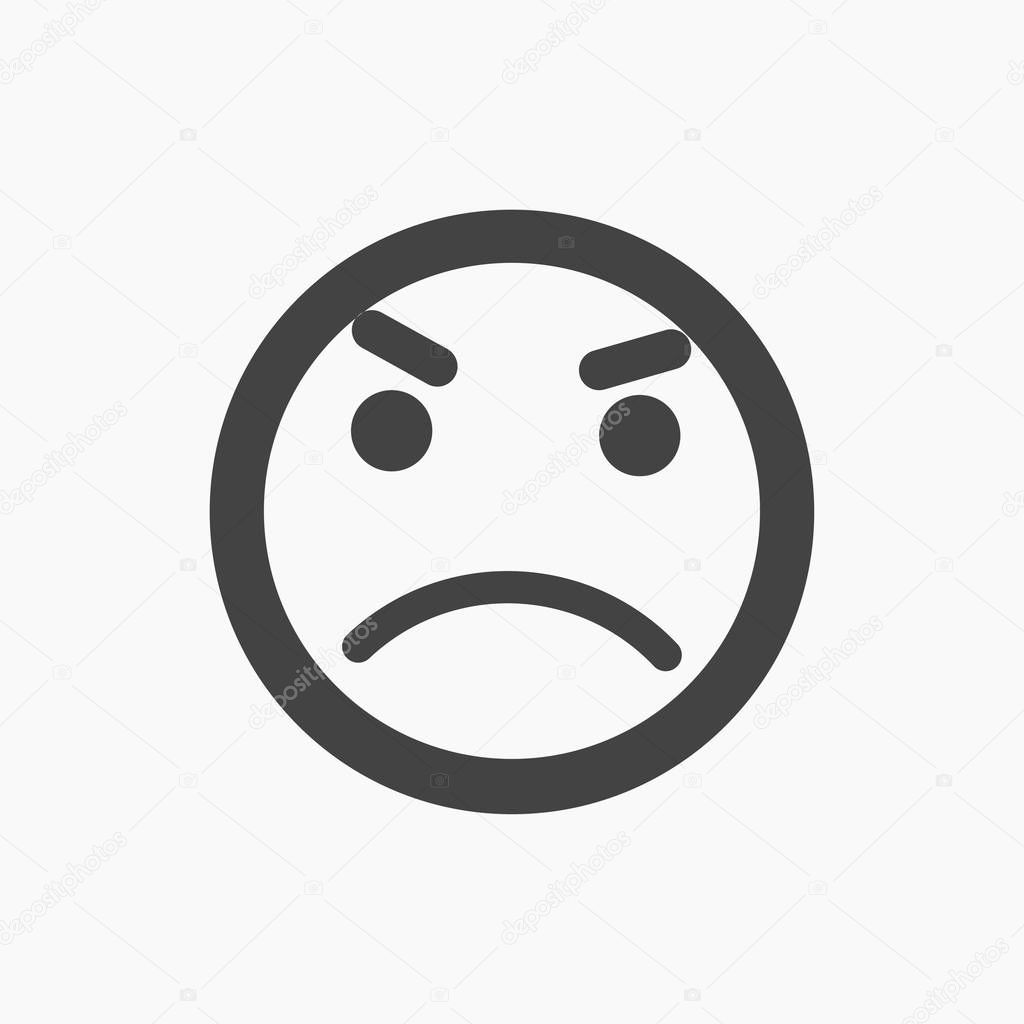 Unhappy, negative, angry emoji icon.