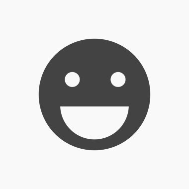 Siyah mutlu gülümseyen emoji düz simgesi.