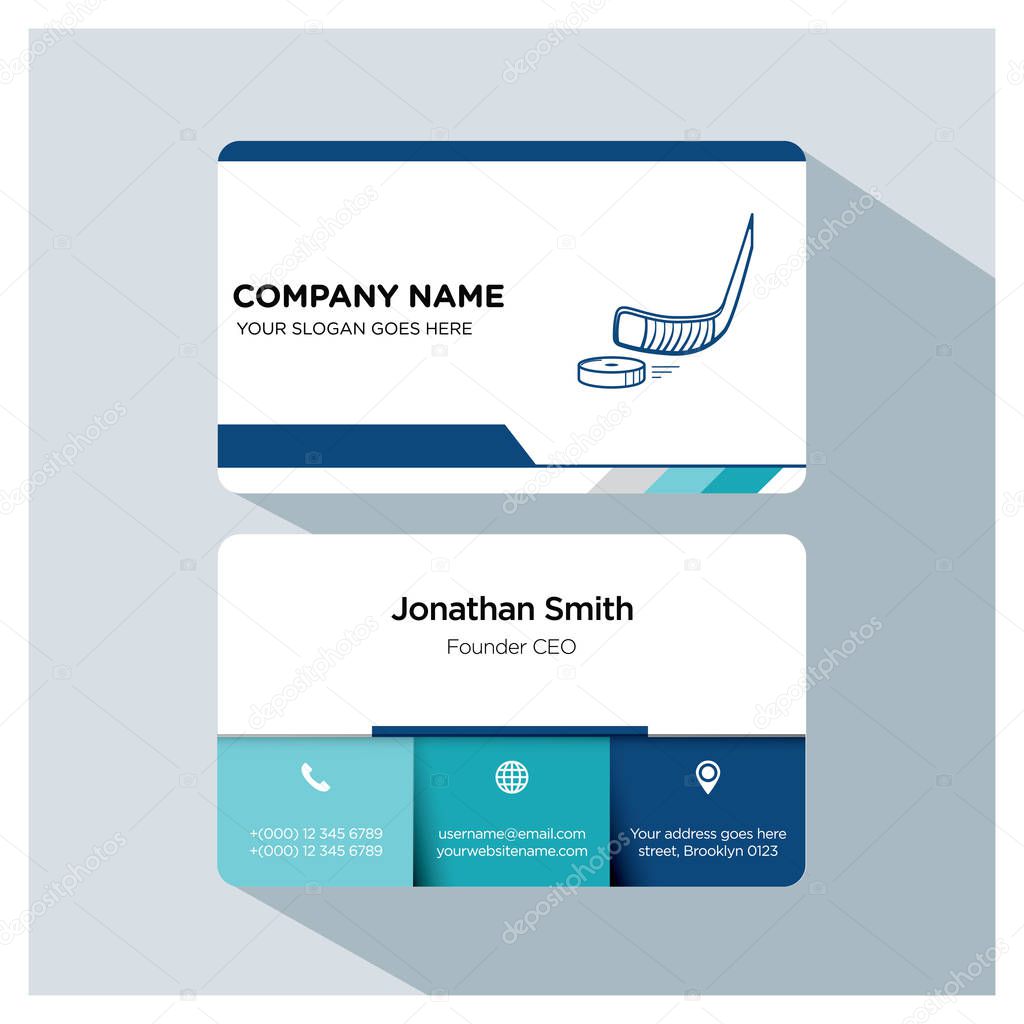 hockey player, trainer business card template 
