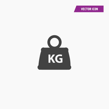 Düz stilde kg işareti ile siyah ağırlık Simgesi.