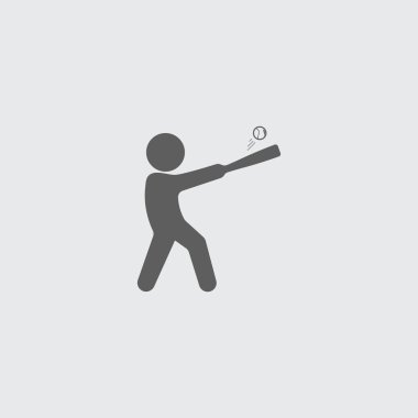 Sopa ile Siyah düz beyzbol oyuncusu simgesi, top