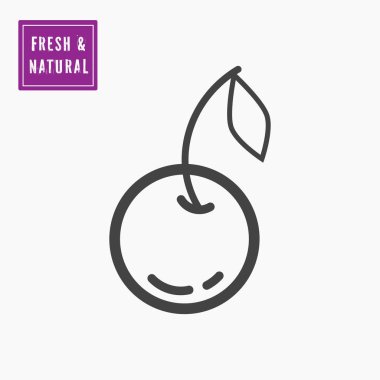 Kiraz çizgi simgesi, taze ve doğal etiket.