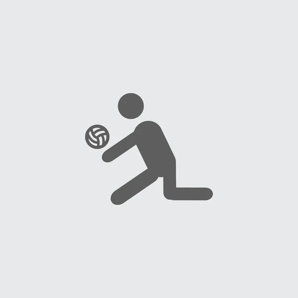 Black flat volleyball player icon. — Stock Vector