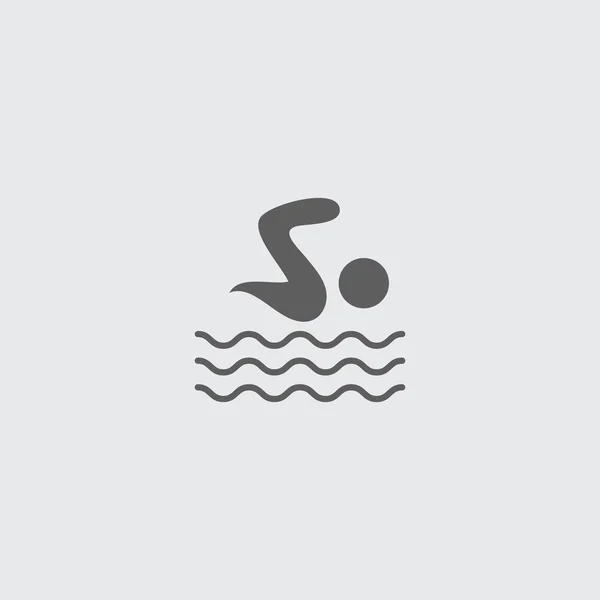 Fekete lakás úszó a medencén ikon. — Stock Vector