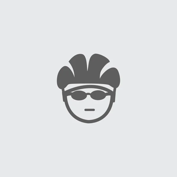Черный значок головы байкера со шлемом и очками . — стоковый вектор