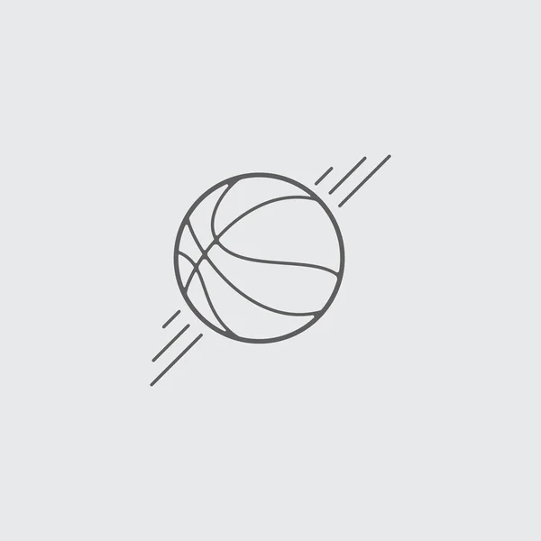 Zwarte platte lijn basketbal bal pictogram. — Stockvector