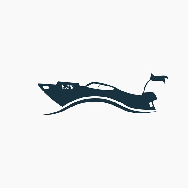 Business logo Yacht icoon drijvend op de golven. — Stockvector