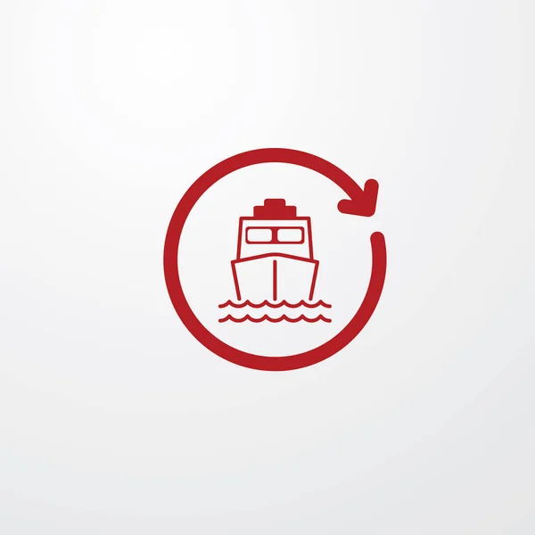 Röd skepp ikon från framsidan i tid pil, klocka — Stock vektor