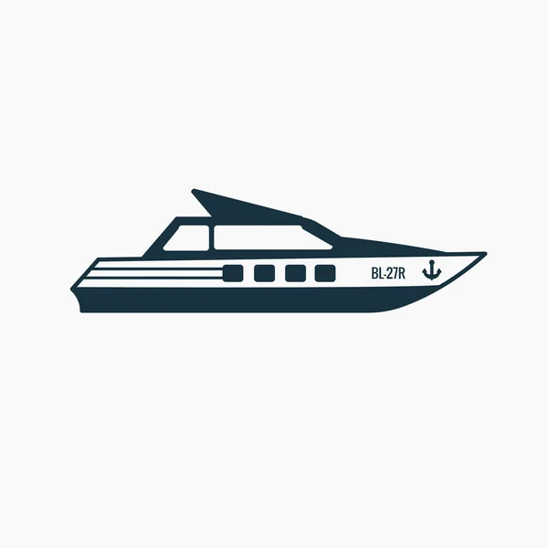 Schwarz weiße Speed Motoryacht-Ikone. — Stockvektor