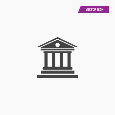 Siyah mahkeme, müze, banka binası simgesi. 