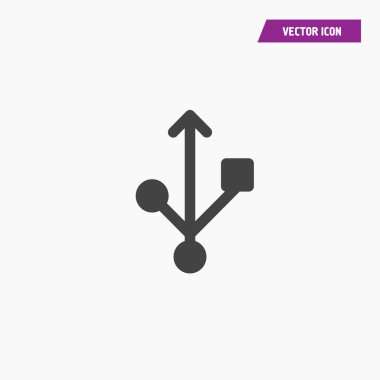 Usb trident simgesinin siyah siluet vektörü.