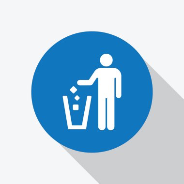 White man throwing garbage to trash bin icon clipart