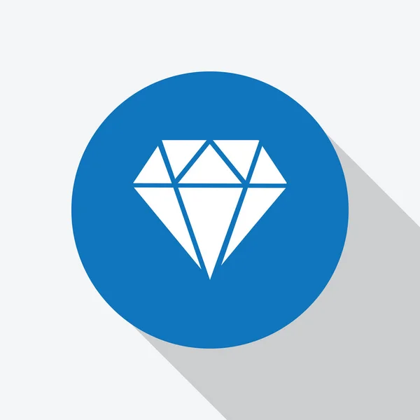 Fehér gyémánt, ragyogó ikon kék körben — Stock Vector