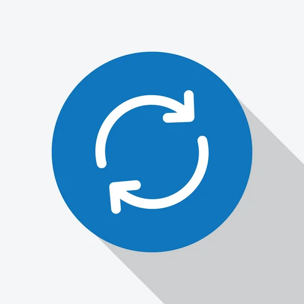 Bílý cyklus, rotační šipka ikona v modrém kruhu. — Stockový vektor