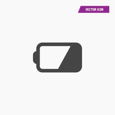 Siyah düz yarım boş pil simgesi vektörü.
